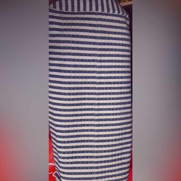 Dooney & Bourke 1975 Blue and White Striped Seersucker Top Handle Satchel Tote - Picture 10 of 10